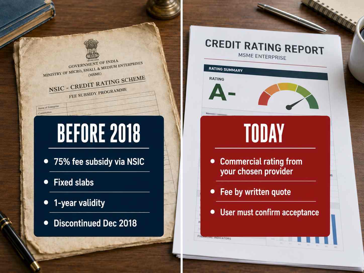 comparing the discontinued MSME credit rating subsidy with current commercial rating options