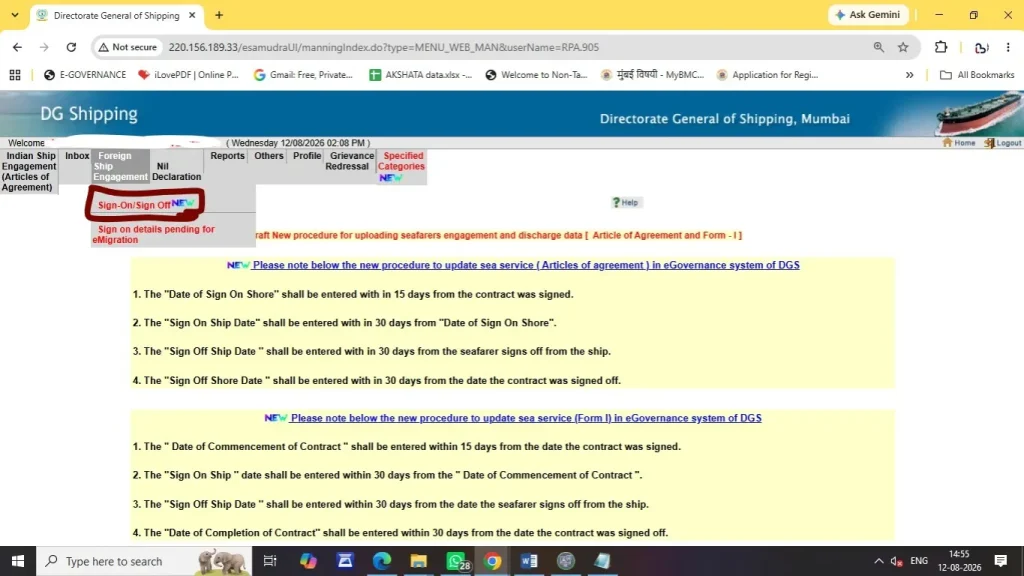 Foreign Ship Engagement: Sign-On/Sign-Off
