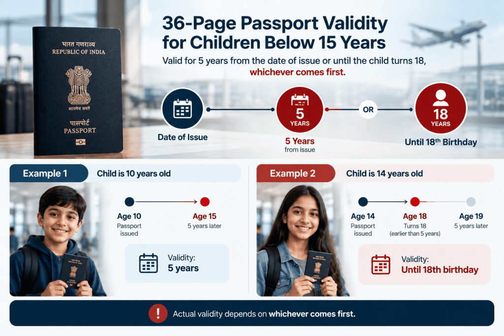36-page passport validity for children below 15 years