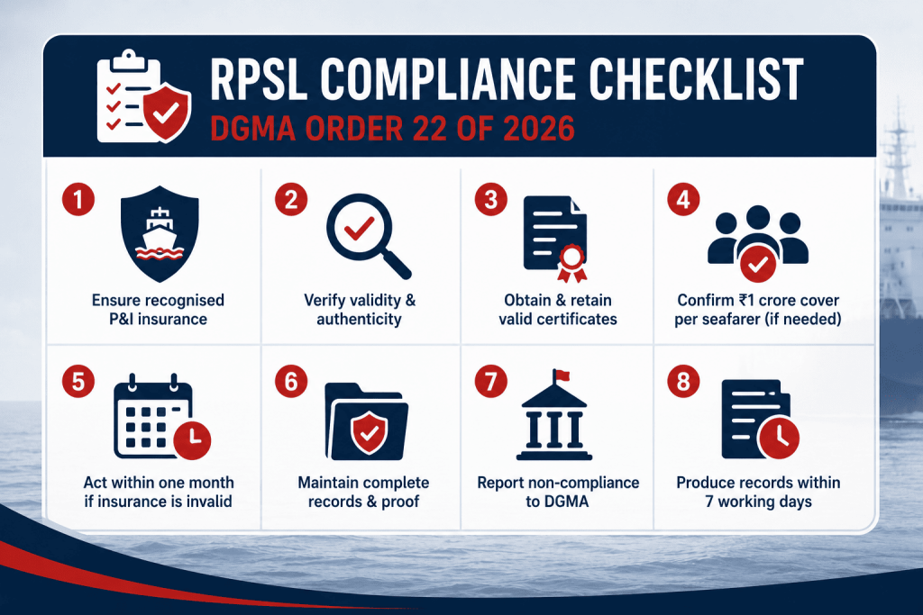 Compliance checklist infographic for RPSL companies under DGMA Order 22