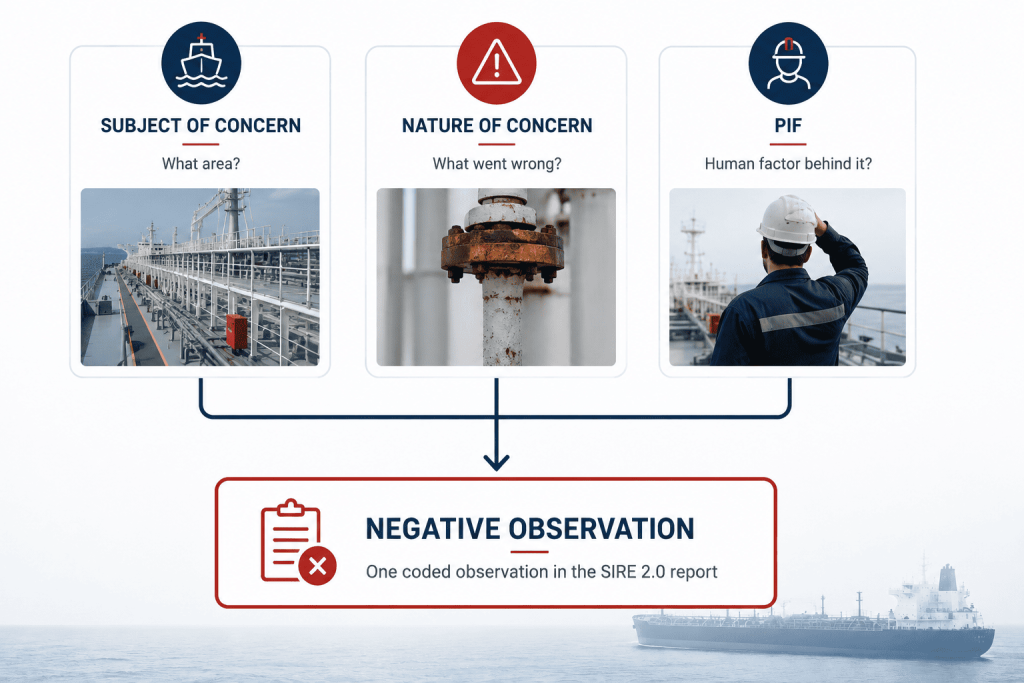Diagram showing how Subject of Concern, Nature of Concern and PIF combine into a SIRE 2.0 negative observation