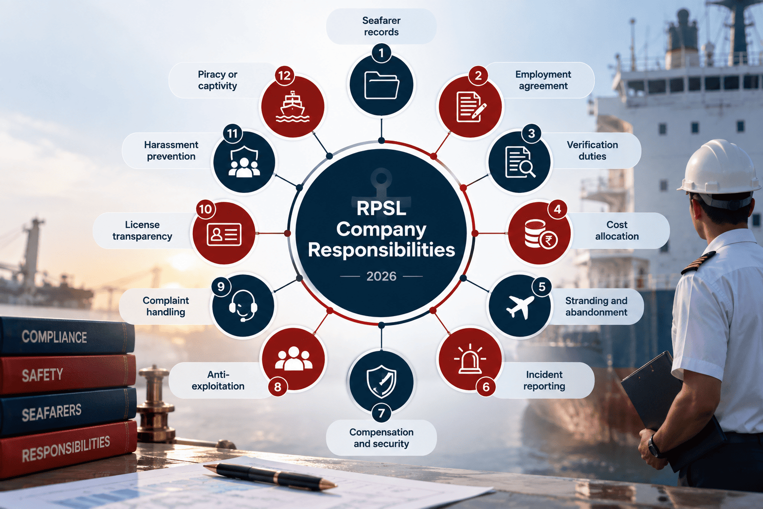 Infographic listing 12 RPSL company responsibility categories for 2026.