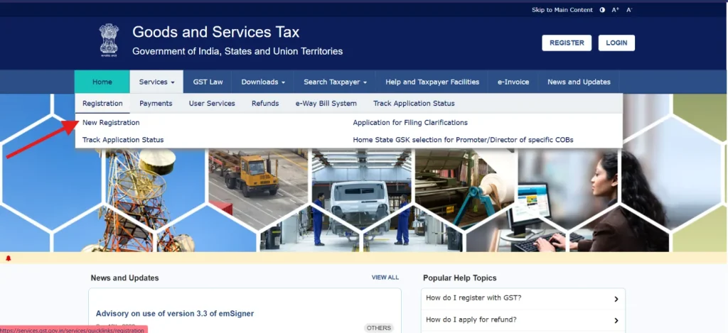 New Registration for Goods and Services Tax Identification Number