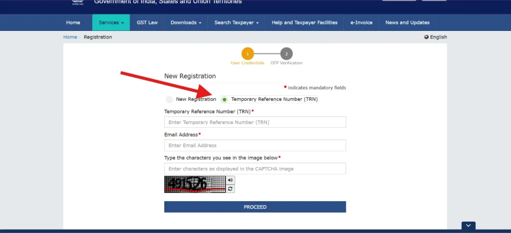 Temporary Reference Number (TRN)