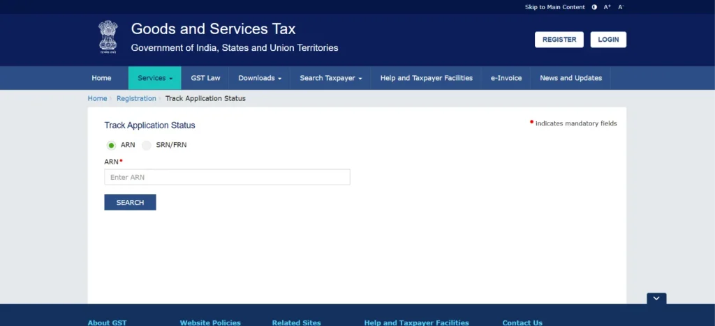 Application Reference Number (ARN) for GSTIN