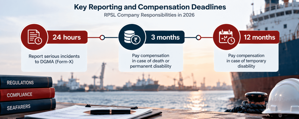 Timeline graphic showing RPSL company reporting and compensation deadlines