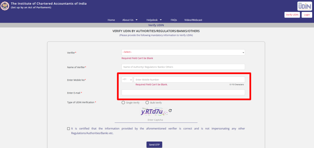Enter your name, mobile number and email address.