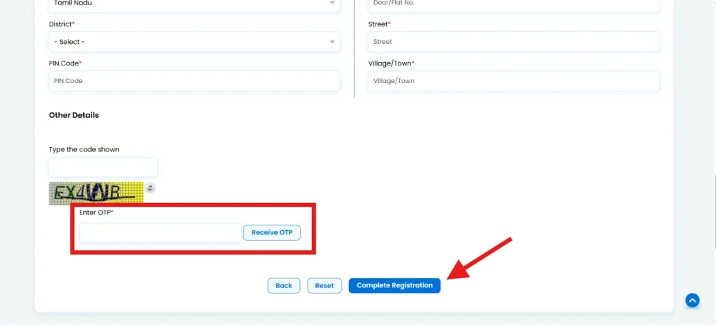 Complete Registration on TNREGINET Portal