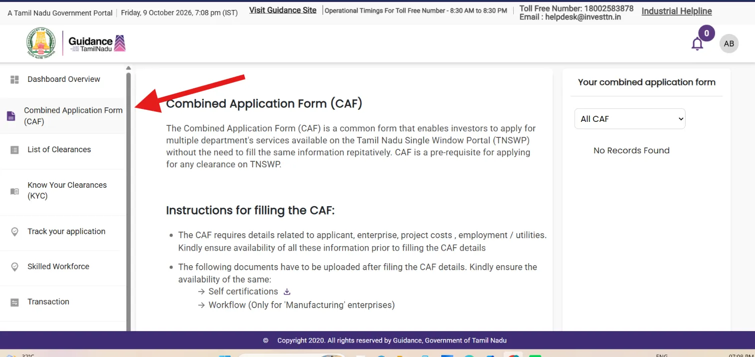 Combined Application Form (CAF)
