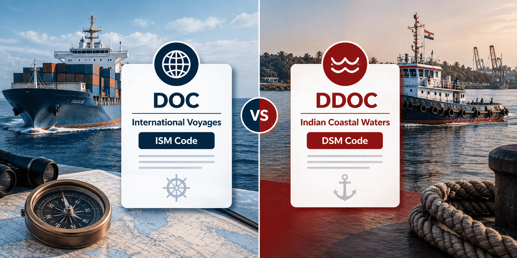 Infographic comparing India's international DOC certificate with the domestic DDOC certificate