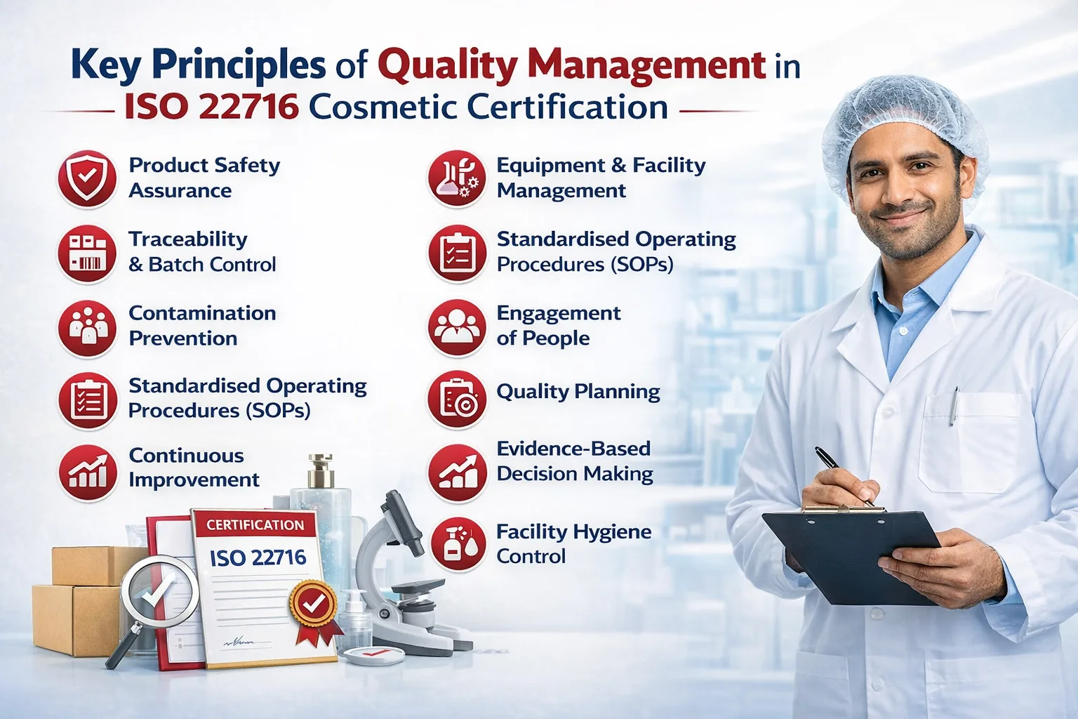 key principles of QM in ISO 22716 Certification