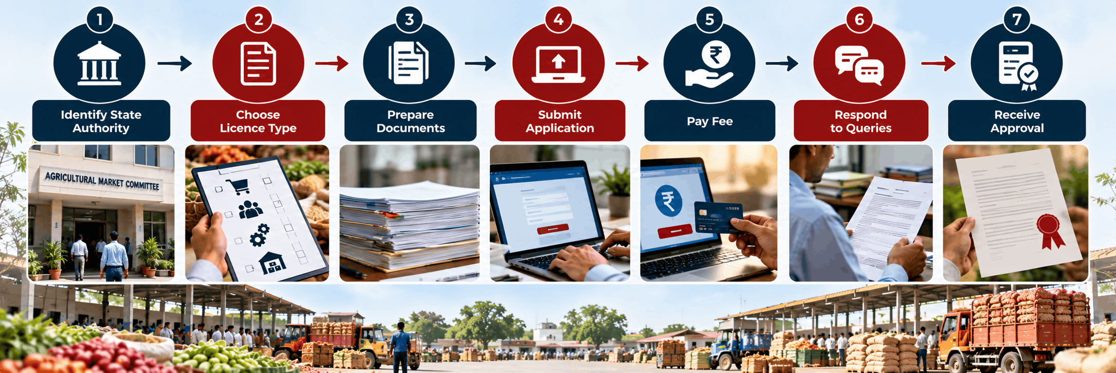 APMC licence application process from choosing the licence category to receiving approval.