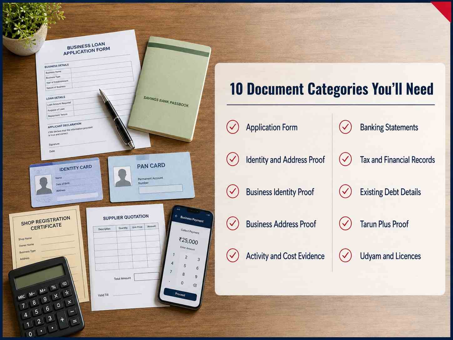 documents required for a Pradhan Mantri MUDRA Yojana loan