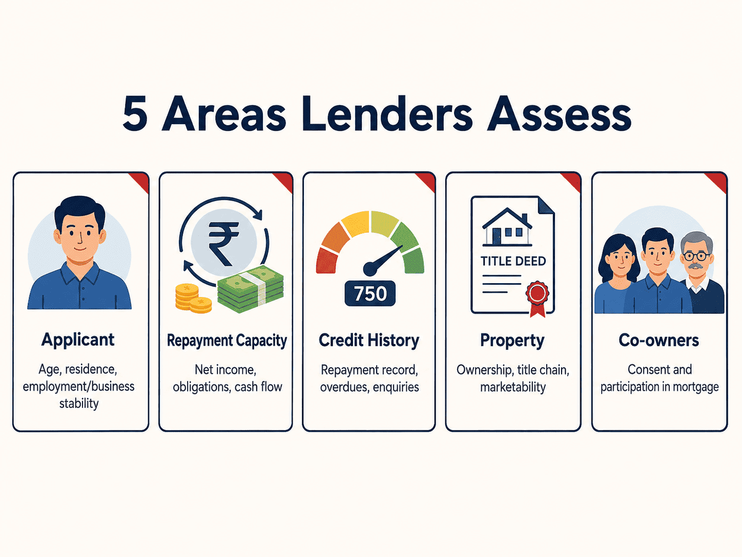areas lenders assess for loan against property eligibility in India